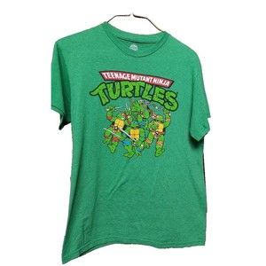 Teenage Mutant Ninja Turtles Nickelodeon T-Shirt Green M Cartoon Retro